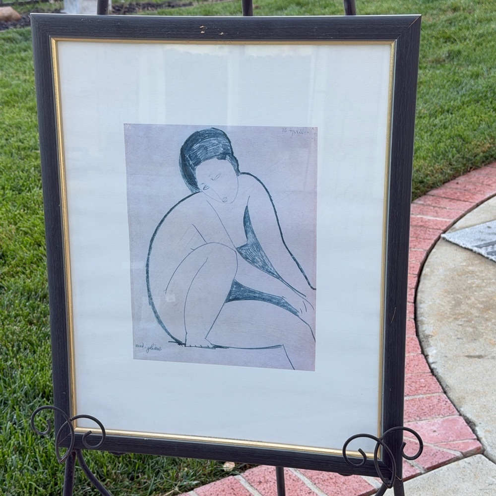 Seated Nude Drawing- - Framed 22” x 18” - Amedeo Modigliani